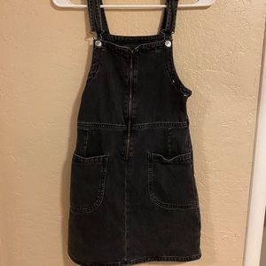 black overall denim dress
